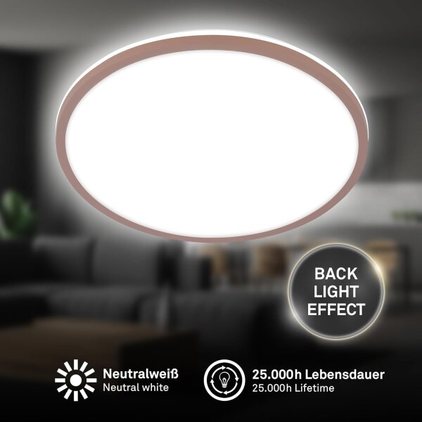 Deckenleuchte Briloner 15 Watt LED Deckenlampe Umbrasand Backlight
