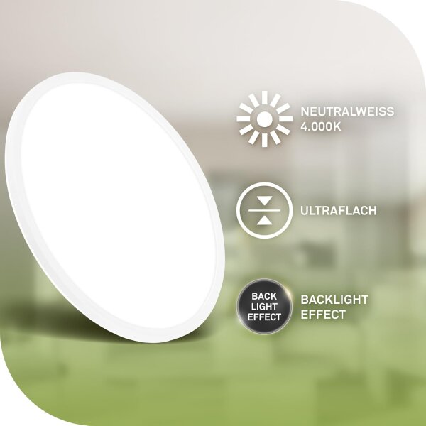 Deckenleuchte Briloner 14 Watt LED Deckenlampe Ultraenergieeffizient 3000Lumen 42 cm Backlight