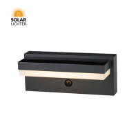 Solar-Lichter LED Solar Wandleuchte Schwarz Bewegungsmelder USB-C 2,5W 300lm 2700K IP54