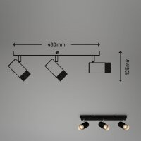 Strahler Briloner 3er Spot Deckenlampe Schwarz mit Drahtapplikationen Deckenleuchte GU10 Fassung