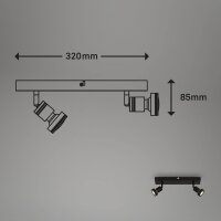 2-flammiger Deckenspot 2er Strahler, Schwarz, 2x4,9W, 460lm, 3000K, 32 x 8,5 cm – Briloner