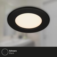 Briloner LED Einbauleuchte Thin Einzelspot 6W 650lm Schwarz IP44 Ultra-Flach (7053-015)