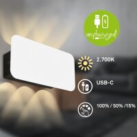 Akku-Leuchte Briloner 2 Watt LED Weiß Wandlampe...