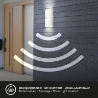Akku-Leuchte Briloner Wandlampe 8,5 Watt LED Weiß Bewegungsmelder, Dämmerungssensor IP44 Wandleuchte