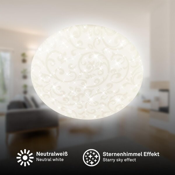 Deckenleuchte Briloner 15 Watt LED Sternenhimmel florales Muster Deckenlampe 27,8 cm