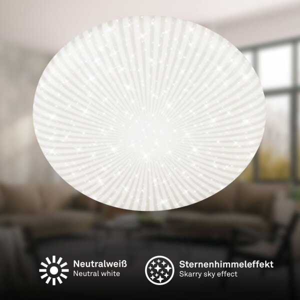 LED Deckenlampe Sternenhimmel + Dekor, Weiß, 20 Watt, 2400lm, 4000K – Briloner