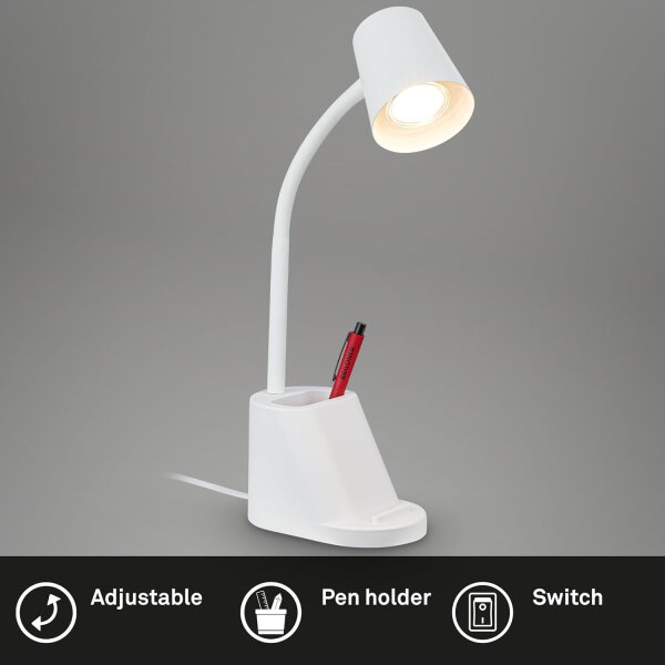 Tischleuchte Briloner Schreibtischlampe mit Organizer Weiß Tischlampe