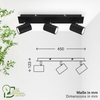 Strahler Briloner 3er Spot Schwarz GU10 2,5 Watt LED Ultraenergieeffizient Deckenlampe