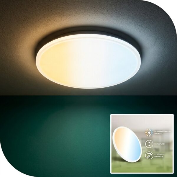 Deckenleuchte Briloner 14,2 Watt LED Panel Deckenlampe 42 cm Fernbedienung dimmbar