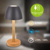 Akku-Leuchte Briloner 2,5 Watt LED Tischleuchte mit Holz...