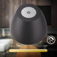 Akku-Leuchte Briloner 2,5 Watt LED Tischleuchte mit Holz Touchdimmer IP44 Tischlampe