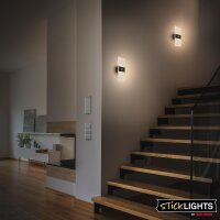 Akku-Leuchte Briloner 2,5 Watt LED Wandleuchte Bewegungsmelder Schwarz Wandlampe Montage ohne Bohren