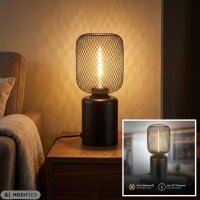 Tischlampe Drahtgeflecht, Schwarz, 4 Watt, 90lm, 1800K,...