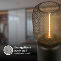 Tischleuchte Briloner E27 4 Watt LED Drahtgeflecht Tischlampe Schwarz