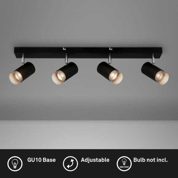 Strahler Briloner 4er Spot Deckenleuchte mit Drahtapplikationen GU10 Fassung Schwarz Deckenlampe