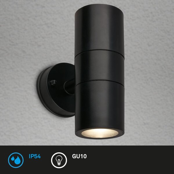 Außenleuchte Briloner Wandlampe Schwarz 2 x GU10 Fassung IP54 Wandleuchte Gartenlampe