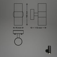 Außenleuchte Briloner Wandlampe Schwarz 2 x GU10 Fassung IP54 Wandleuchte Gartenlampe