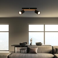 Strahler Briloner 2er Spot GU10 Fassung Deckenleuchte Schwarz Holz Deckenlampe