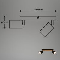 Strahler Briloner 2er Spot GU10 Fassung Deckenleuchte Schwarz Holz Deckenlampe