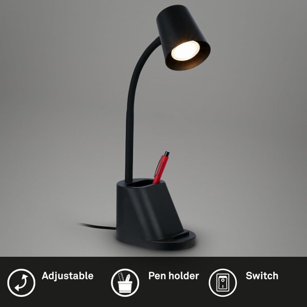 Tischleuchte Briloner Schreibtischlampe mit Organizer Schwarz Tischlampe