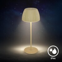 Akku-Tischleuchte Riffle, Grün, 2 Watt, 200lm, 2700K, Touchdimmer, IP44, Ø 14,5 cm – Briloner
