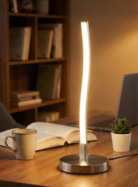 Tischleuchte Casalux LED 5,8 Watt Nickelmatt Tischlampe 380 Lm warmweiß