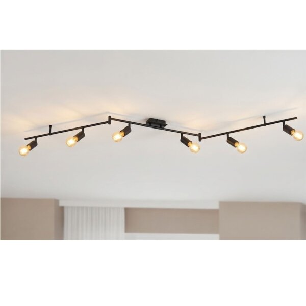 Strahler Casalux 6er LED Spot schwarz-matt Deckenlampe max. 176 cm Deckenleuchte 6 x 6,5 Watt