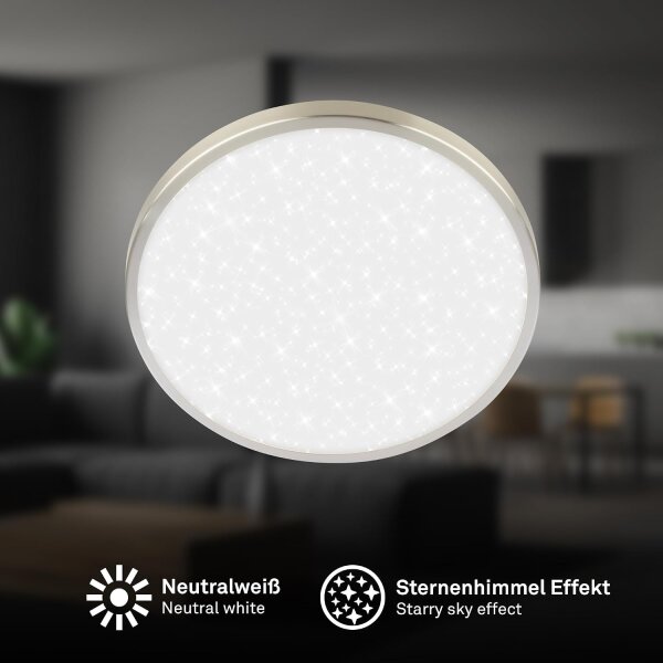 Deckenleuchte Briloner 12 Watt LED Sternenhimmel 24 cm Deckenlampe Nickelmatt