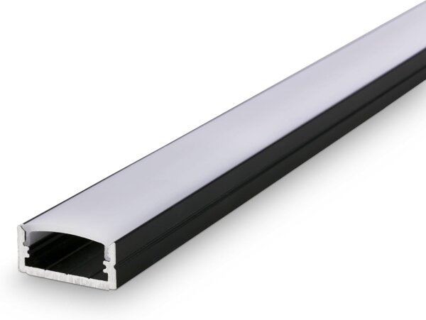 Aluminium-Profil für LED-Stripes 100 cm schwarz selbstklebend Diffusor