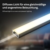 Aluminium-Profil für LED-Stripes 100 cm schwarz selbstklebend Diffusor