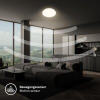 LED Deckenlampe Deckenleuchte Sensor, Weiß, 13 Watt, 1300lm, 3000K, Ø 27 cm – Briloner