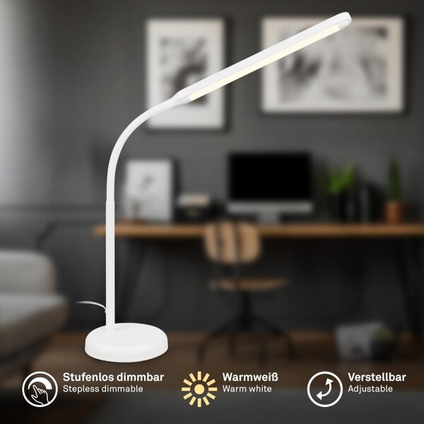 Tischleuchte Briloner 6 Watt LED Tischlampe Touchdimmer 600 Lumen Weiß