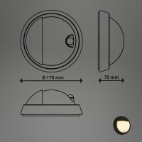 Akku-Leuchte Briloner Außenlampe 4 Watt LED Sensor Wandlampe Schwarz Gartenlampe 17 cm IP44