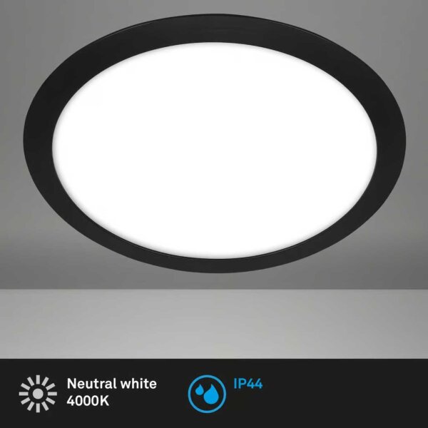 Badleuchte Briloner 12 Watt LED Deckenlampe IP44 schwarz 1250 Lumen Neutralweiß