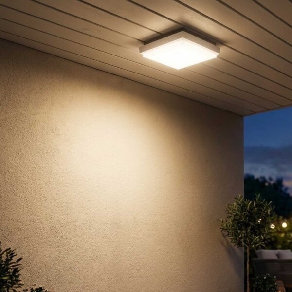 Außenleuchte Konstsmide Cesena 10 Watt LED Wandlampe Deckenlampe IP54 eckig weiß 17,5 cm