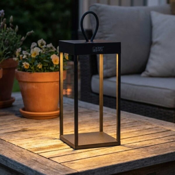 Akku-Leuchte Konstsmide Ravello 2,2 Watt LED Außenlampe schwarz IP54 3-Stufen dimmbar