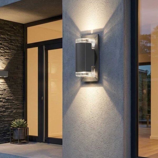 Außenleuchte Konstsmide Potenza  Wandlampe Anthrazit 2 x GU10 Fassung Aluminium