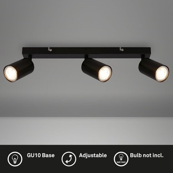 Strahler Briloner 3er Spot Schwarz Deckenleuchte GU10 Fassung Deckenlampe