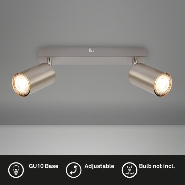 Strahler Briloner 2er Spot GU10 Fassung Deckenleuchte Silber Deckenlampe