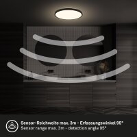 Deckenleuchte Briloner 12 Watt LED Schwarz Sensor Deckenlampe 29 cm IP54