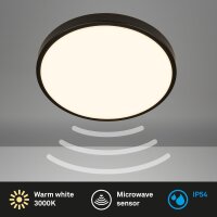 LED Deckenlampe Sensor, Schwarz, 12 Watt, 1300lm, 3000K,...