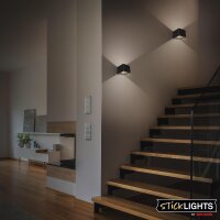 Akku-Leuchte Briloner Wandleuchte 1,5 Watt LED Schwarz Sensor Wandlampe Kleben statt Bohren