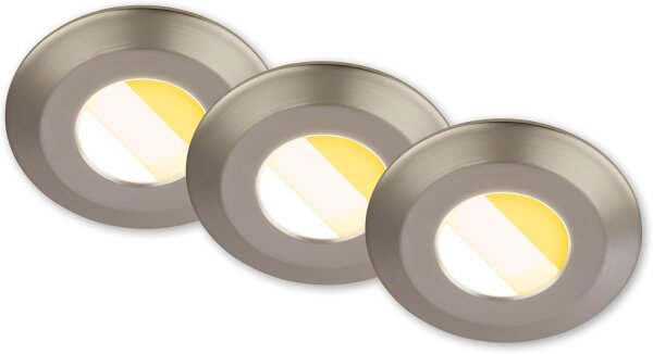 Einbauleuchten Briloner 3 x 4,9 Watt LED IP44 dimmbar Einbauspots Lichtfarbe wählbar Nickelmatt