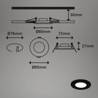 LED Einbauleuchten, Schwarz, Bohrloch 7,6 cm, 3x5W, 450lm, Neutralweiß, dimmbar – Briloner