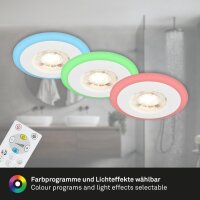 Einbauleuchten Briloner 3er Set 5 Watt LED mit Fernbedienung Weiß dimmbar Ring getrennt schaltbar RGB & CCT