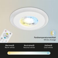 Einbauleuchten Briloner 3er Set 5 Watt LED mit Fernbedienung Weiß dimmbar Ring getrennt schaltbar RGB & CCT