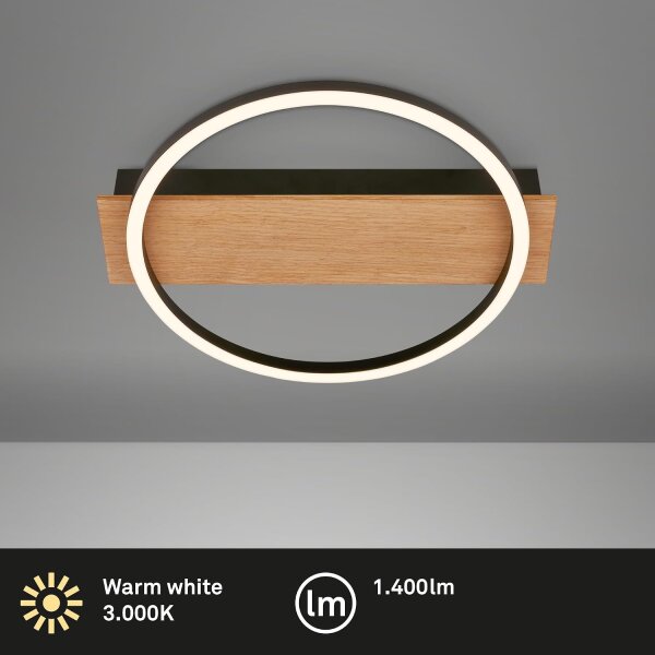 Deckenleuchte Briloner Frame Oval 13 Watt LED Holz Deckenlampe 34 x 30 cm