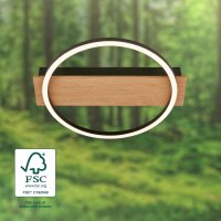 Deckenleuchte Briloner Frame Oval 13 Watt LED Holz Deckenlampe 34 x 30 cm