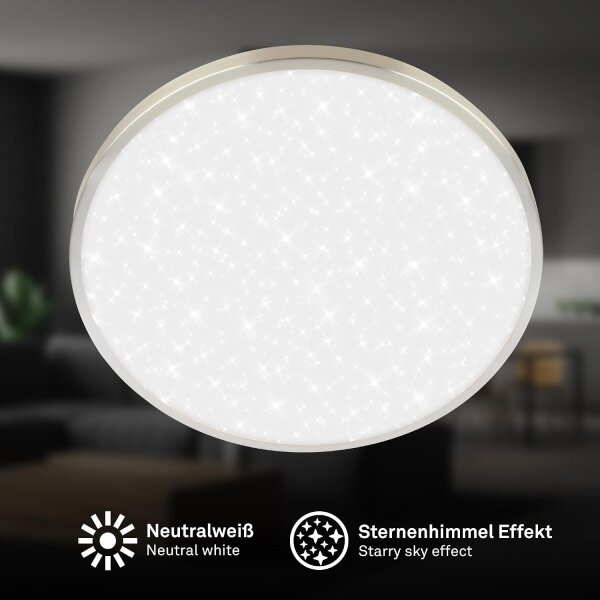 Deckenleuchte Briloner 22 Watt LED Sternenhimmel Nickelmatt 33 cm Deckenlampe