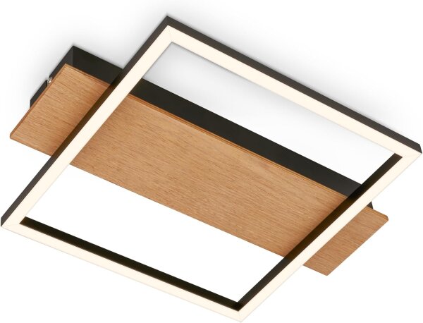 Deckenleuchte Briloner 14 Watt LED Frame Holz Deckenlampe 34 x 26 cm